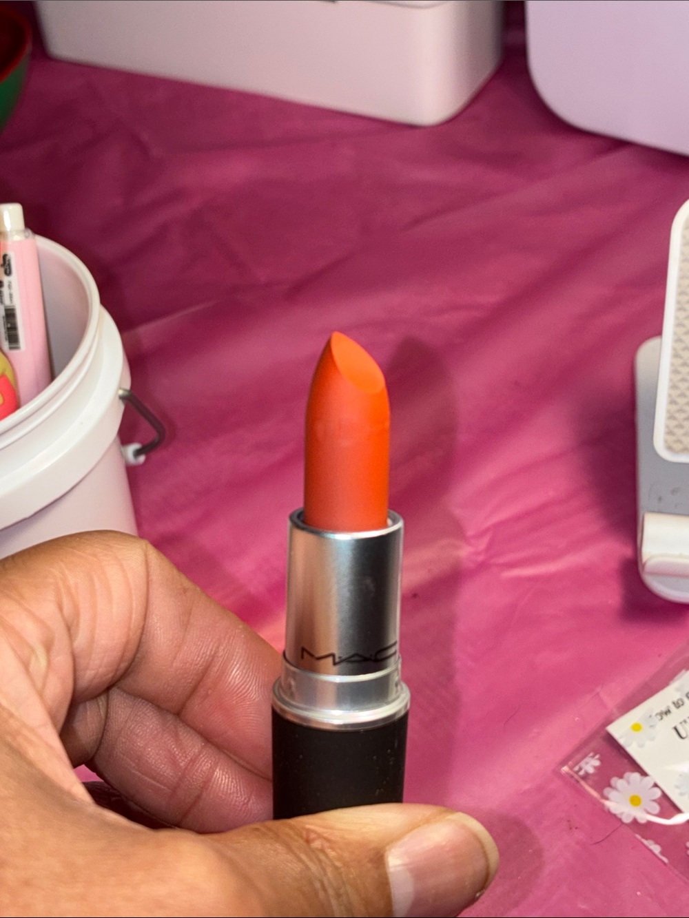 MAC Cosmetics Powder Kiss Lipstick in Vibrant Orange - Picture 4 of 5